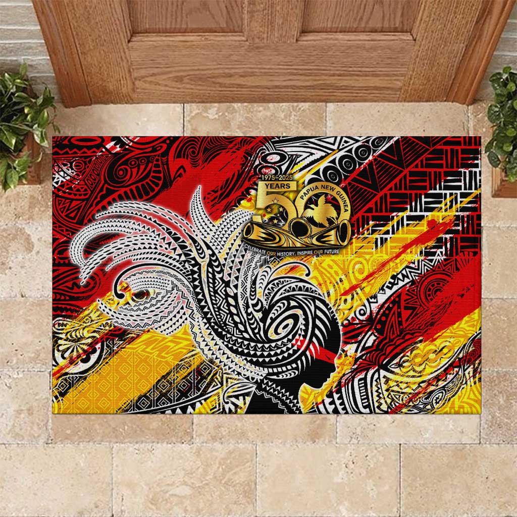 Papua New Guinea 50th Independence Day Rubber Doormat Celebrate Our History, Inspire Our Future DT02 Art - Polynesian Pride