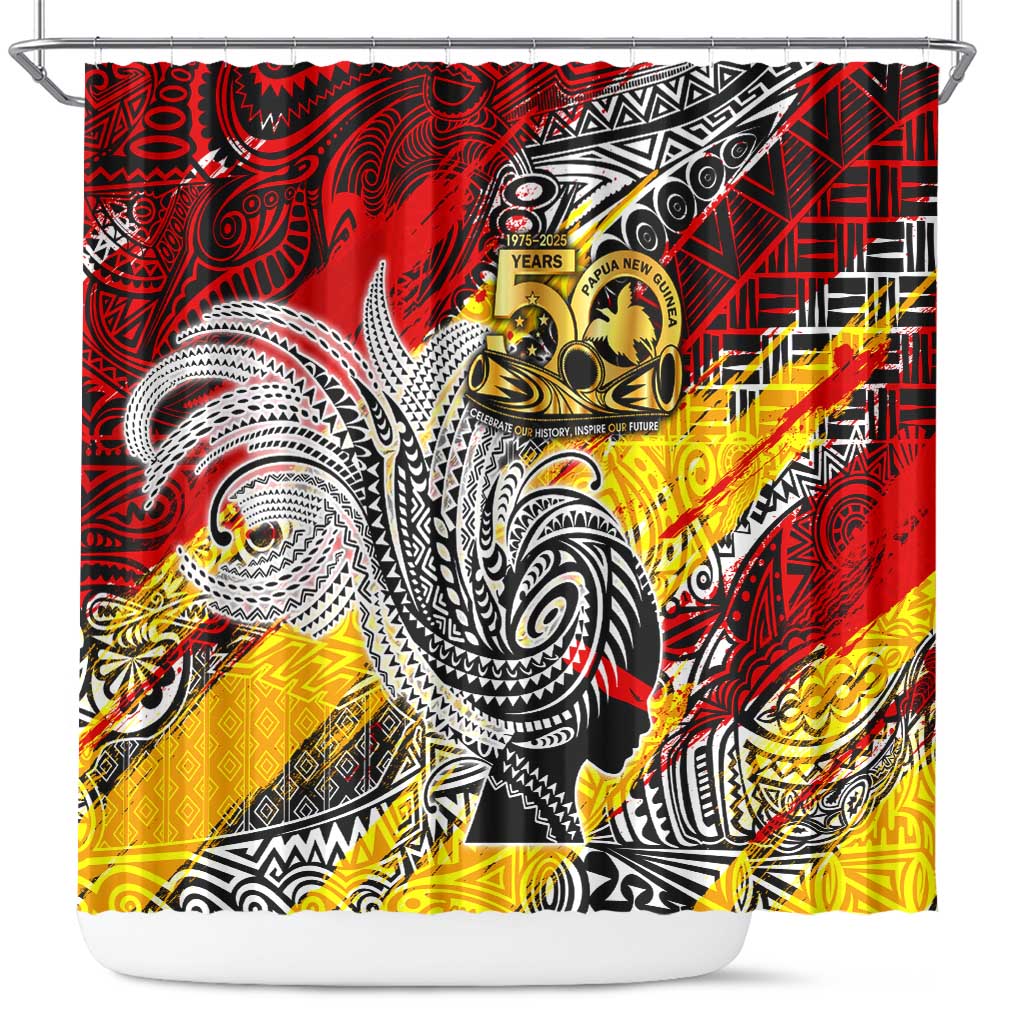 Papua New Guinea 50th Independence Day Shower Curtain Celebrate Our History, Inspire Our Future