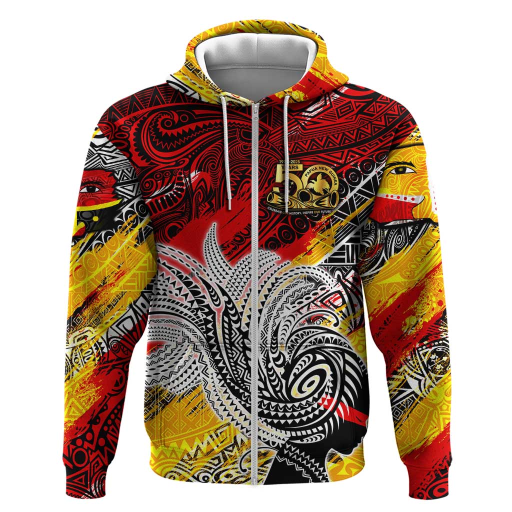 Papua New Guinea 50th Independence Day Zip Hoodie Celebrate Our History, Inspire Our Future DT02 Zip Hoodie Art - Polynesian Pride