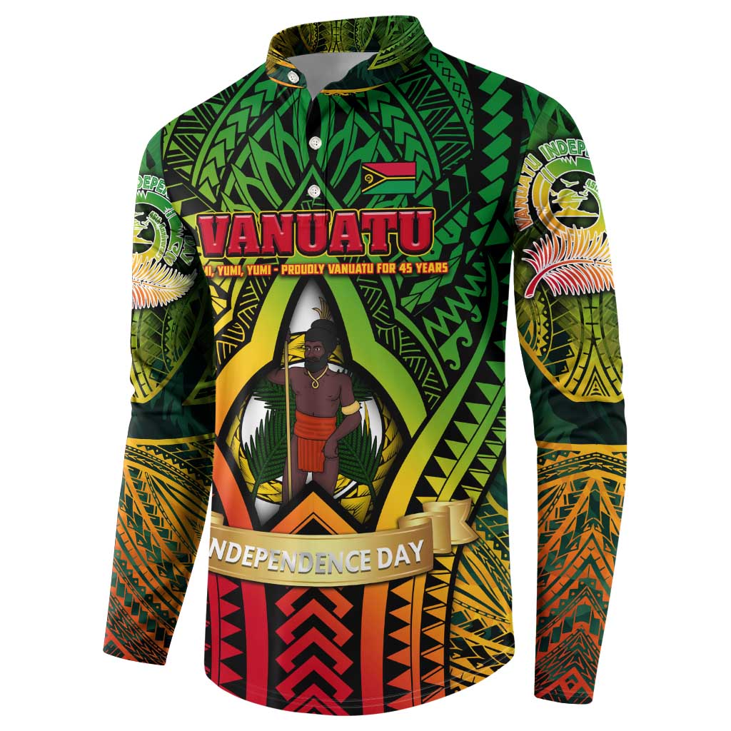 Vanuatu 45th Independence Anniversary Button Sweatshirt Embracing Our Traditions Shaping Our Future DT02 - Polynesian Pride