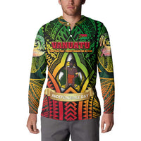 Vanuatu 45th Independence Anniversary Button Sweatshirt Embracing Our Traditions Shaping Our Future DT02 - Polynesian Pride