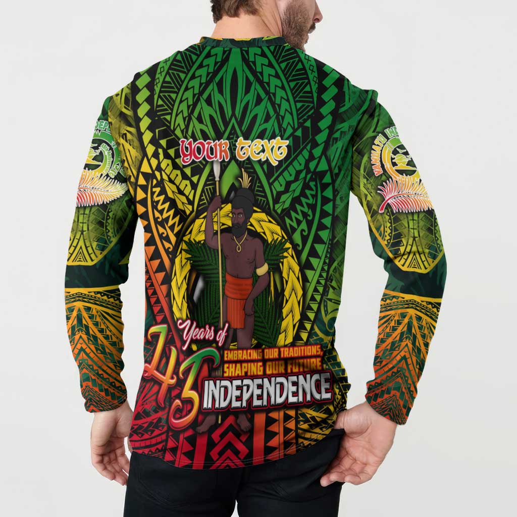 Vanuatu 45th Independence Anniversary Button Sweatshirt Embracing Our Traditions Shaping Our Future DT02 - Polynesian Pride