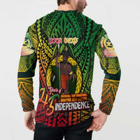 Vanuatu 45th Independence Anniversary Button Sweatshirt Embracing Our Traditions Shaping Our Future DT02 - Polynesian Pride