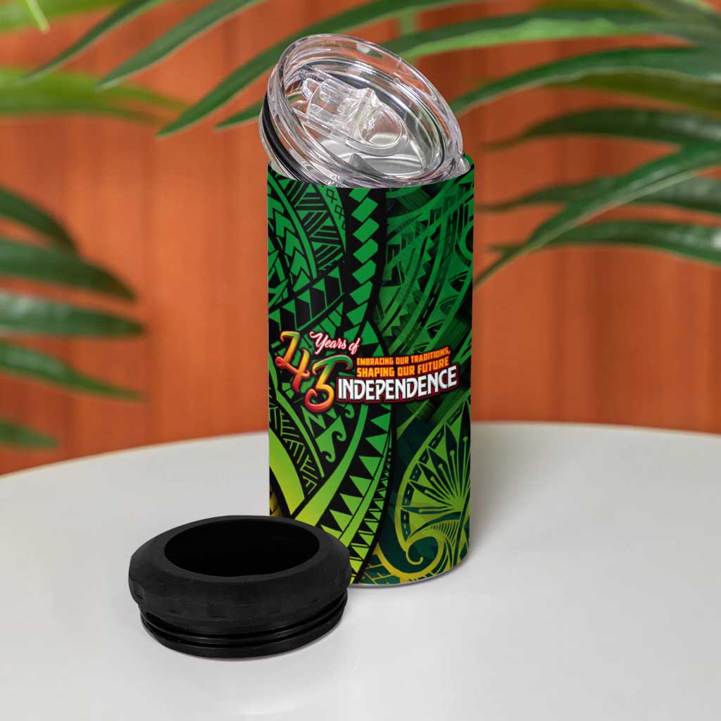 Vanuatu 45th Independence Anniversary 4 in 1 Can Cooler Tumbler Embracing Our Traditions Shaping Our Future DT02 - Polynesian Pride