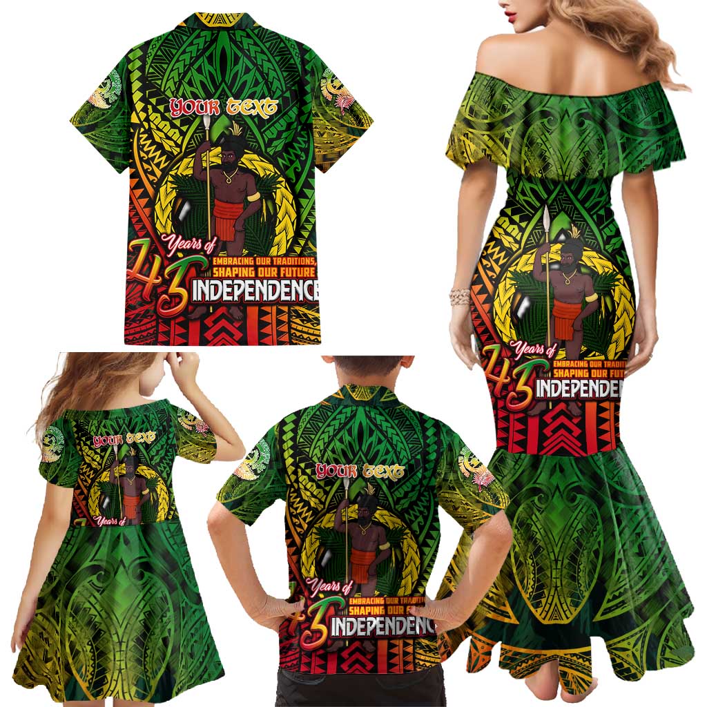 Vanuatu 45th Independence Anniversary Family Matching Mermaid Dress and Hawaiian Shirt Embracing Our Traditions Shaping Our Future