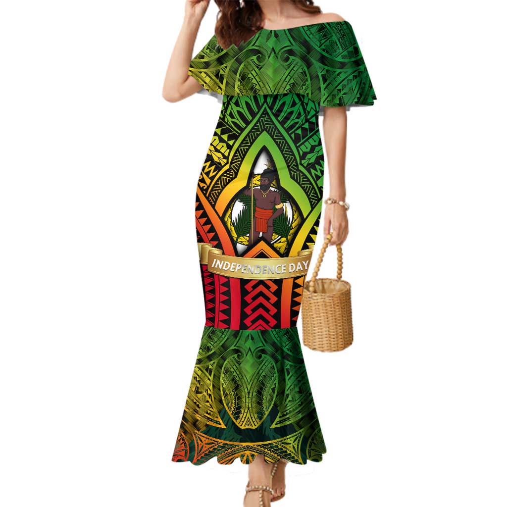 Vanuatu 45th Independence Anniversary Family Matching Mermaid Dress and Hawaiian Shirt Embracing Our Traditions Shaping Our Future