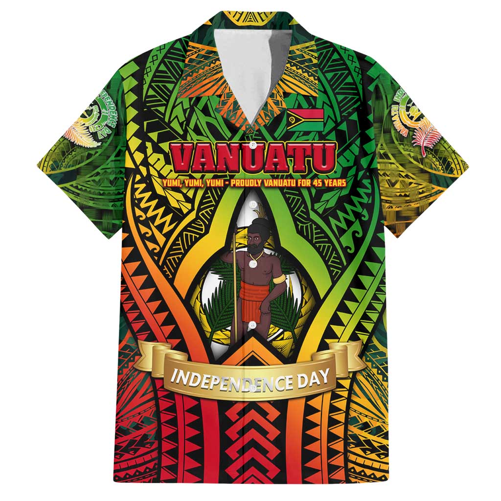 Vanuatu 45th Independence Anniversary Family Matching Off Shoulder Maxi Dress and Hawaiian Shirt Embracing Our Traditions Shaping Our Future