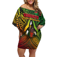 Vanuatu 45th Independence Anniversary Family Matching Off Shoulder Short Dress and Hawaiian Shirt Embracing Our Traditions Shaping Our Future