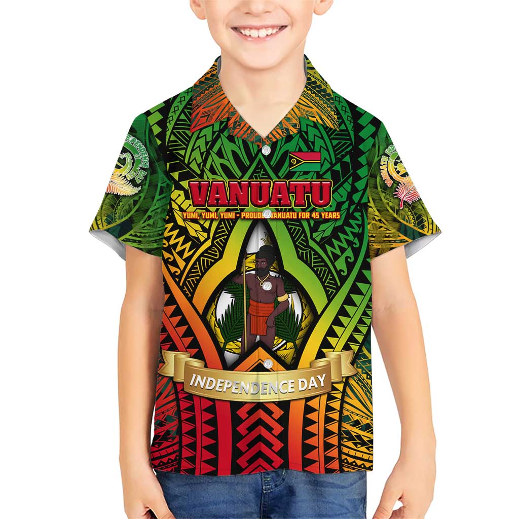 Vanuatu 45th Independence Anniversary Family Matching Short Sleeve Bodycon Dress and Hawaiian Shirt Embracing Our Traditions Shaping Our Future