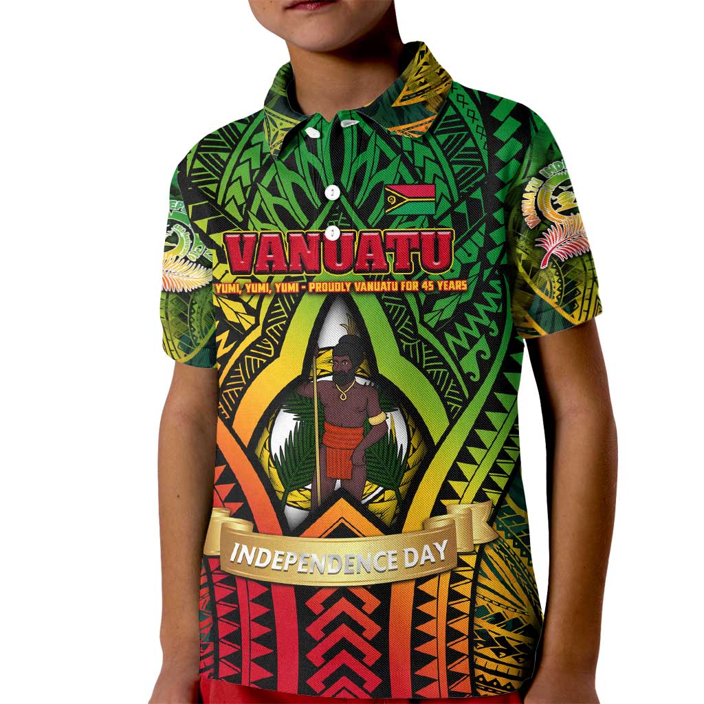 Vanuatu 45th Independence Anniversary Kid Polo Shirt Embracing Our Traditions Shaping Our Future