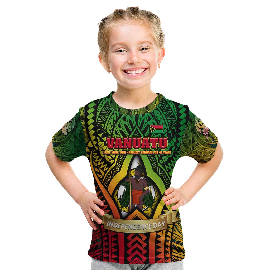 Vanuatu 45th Independence Anniversary Kid T Shirt Embracing Our Traditions Shaping Our Future