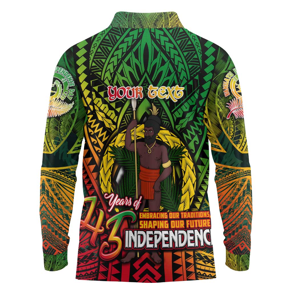 Vanuatu 45th Independence Anniversary Long Sleeve Polo Shirt Embracing Our Traditions Shaping Our Future