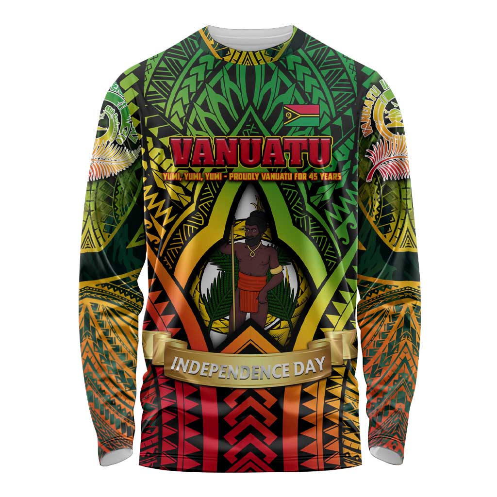 Vanuatu 45th Independence Anniversary Long Sleeve Shirt Embracing Our Traditions Shaping Our Future DT02 Unisex Art - Polynesian Pride