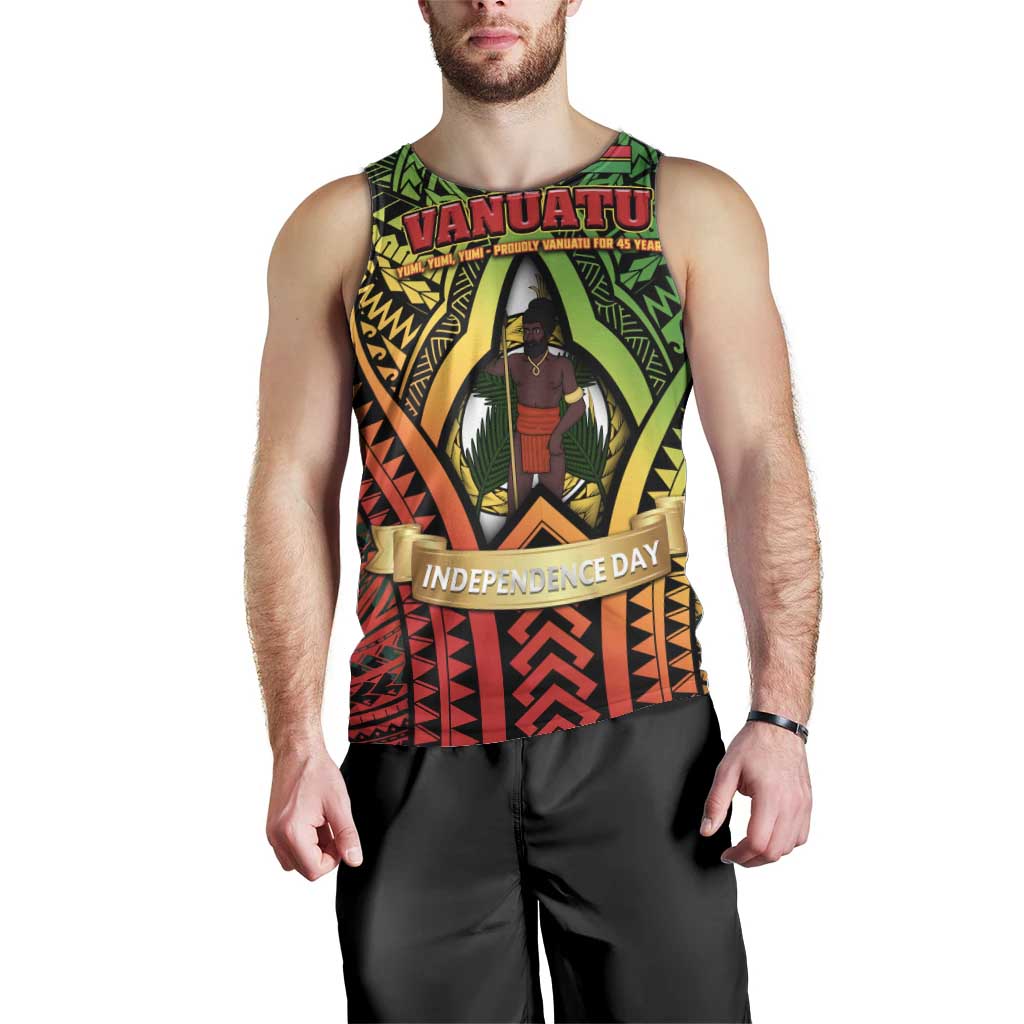 Vanuatu 45th Independence Anniversary Men Tank Top Embracing Our Traditions Shaping Our Future DT02 - Polynesian Pride