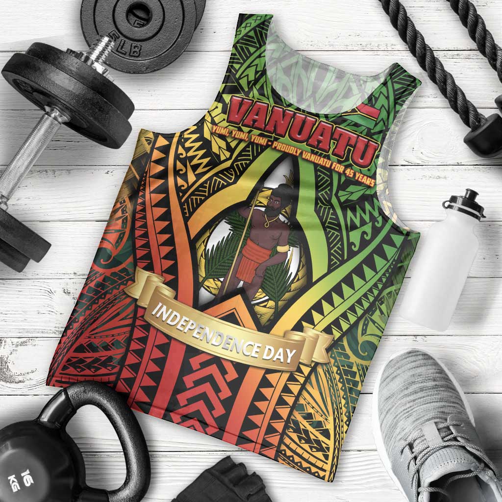 Vanuatu 45th Independence Anniversary Men Tank Top Embracing Our Traditions Shaping Our Future DT02 - Polynesian Pride