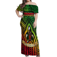 Vanuatu 45th Independence Anniversary Off Shoulder Maxi Dress Embracing Our Traditions Shaping Our Future DT02 Women Art - Polynesian Pride