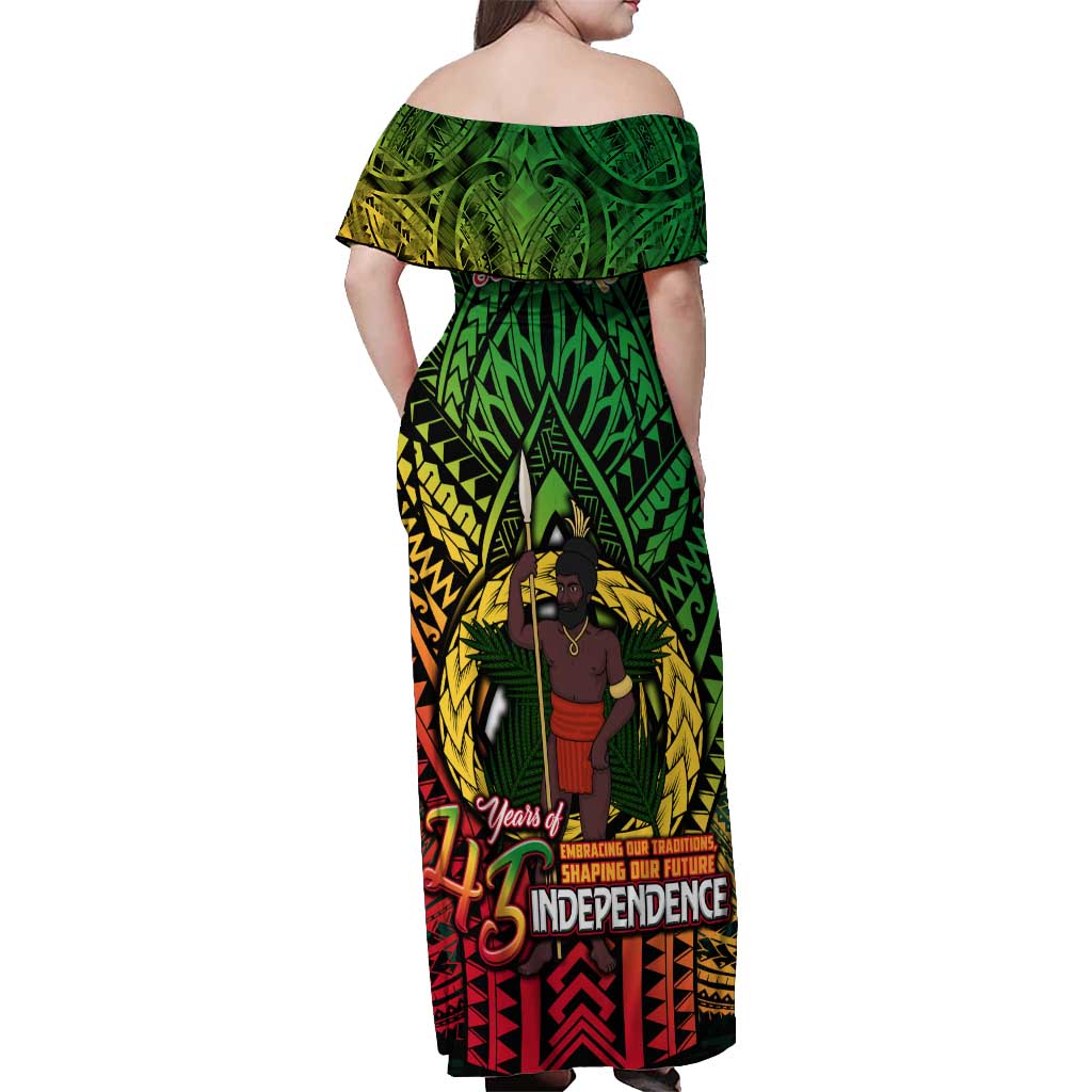 Vanuatu 45th Independence Anniversary Off Shoulder Maxi Dress Embracing Our Traditions Shaping Our Future DT02 - Polynesian Pride