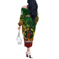 Vanuatu 45th Independence Anniversary Off The Shoulder Long Sleeve Dress Embracing Our Traditions Shaping Our Future