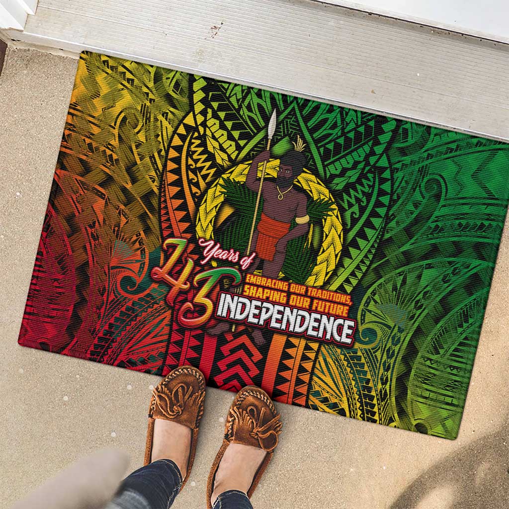 Vanuatu 45th Independence Anniversary Rubber Doormat Embracing Our Traditions Shaping Our Future DT02 - Polynesian Pride