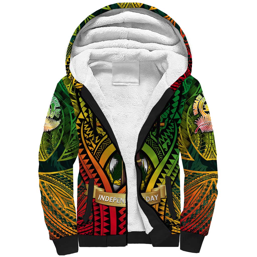 Vanuatu 45th Independence Anniversary Sherpa Hoodie Embracing Our Traditions Shaping Our Future DT02 Unisex Art - Polynesian Pride