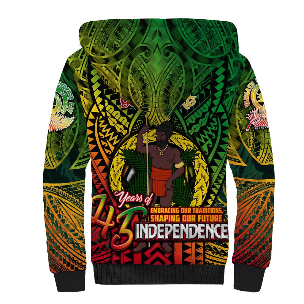 Vanuatu 45th Independence Anniversary Sherpa Hoodie Embracing Our Traditions Shaping Our Future DT02 - Polynesian Pride