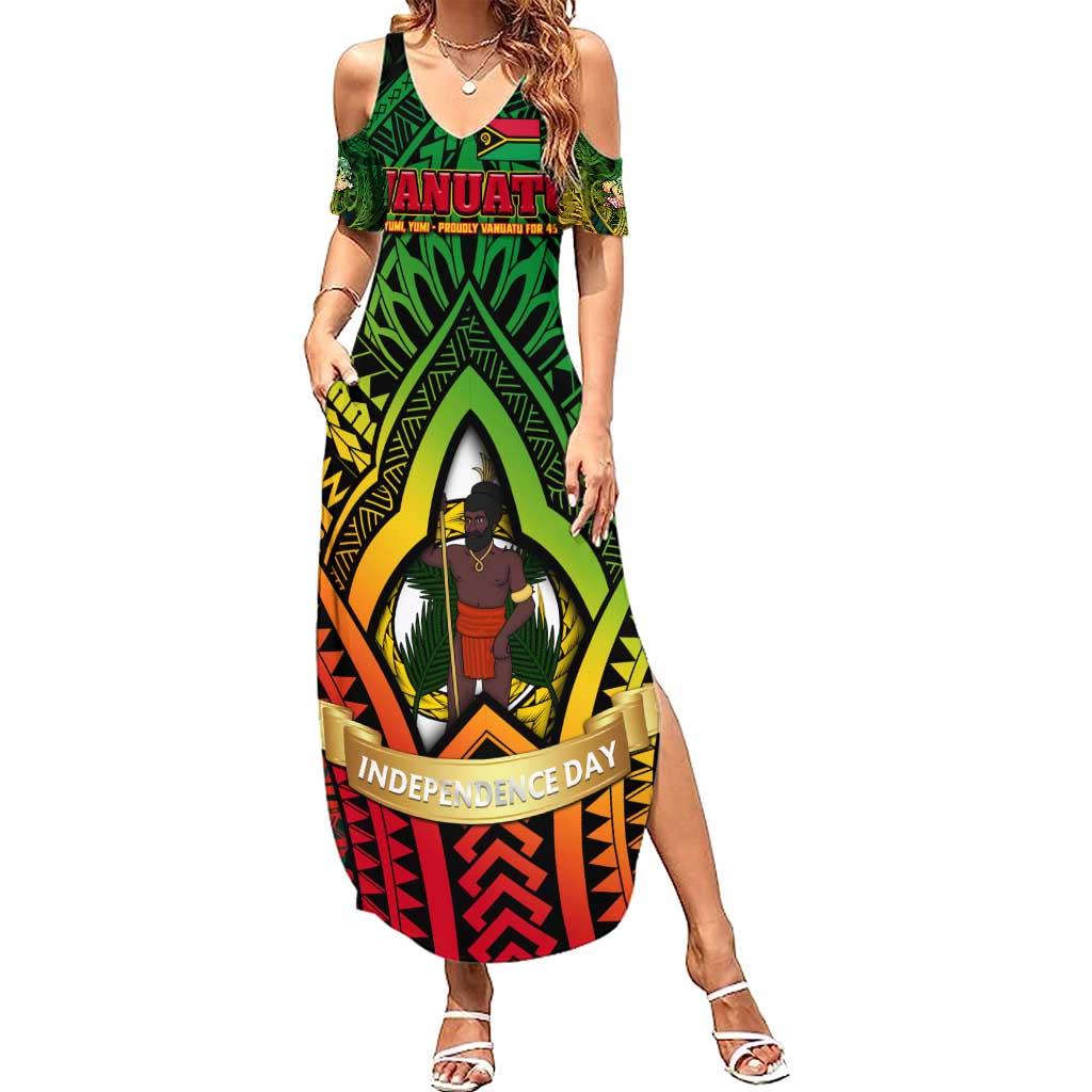 Vanuatu 45th Independence Anniversary Summer Maxi Dress Embracing Our Traditions Shaping Our Future DT02 Women Art - Polynesian Pride