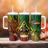 Vanuatu 45th Independence Anniversary Tumbler With Handle Embracing Our Traditions Shaping Our Future