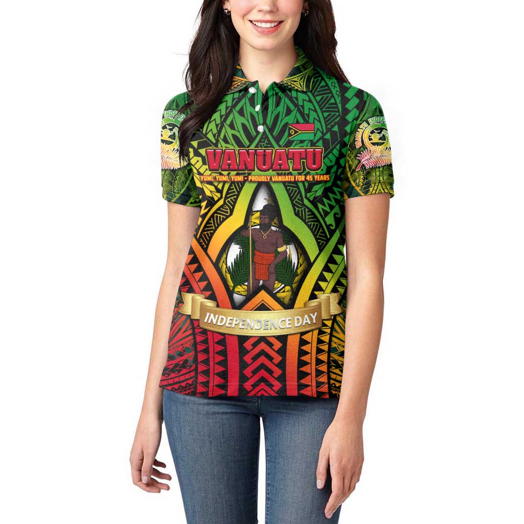 Vanuatu 45th Independence Anniversary Women Polo Shirt Embracing Our Traditions Shaping Our Future