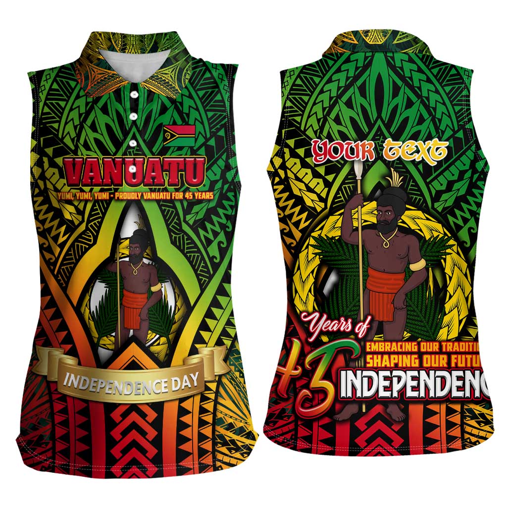 Vanuatu 45th Independence Anniversary Women Sleeveless Polo Shirt Embracing Our Traditions Shaping Our Future