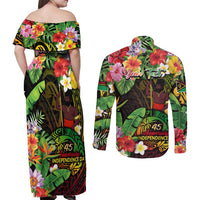 45th Anniversary of Freedom Vanuatu Couples Matching Off Shoulder Maxi Dress and Long Sleeve Button Shirt Island Pride Cultural Power Pacific Unity