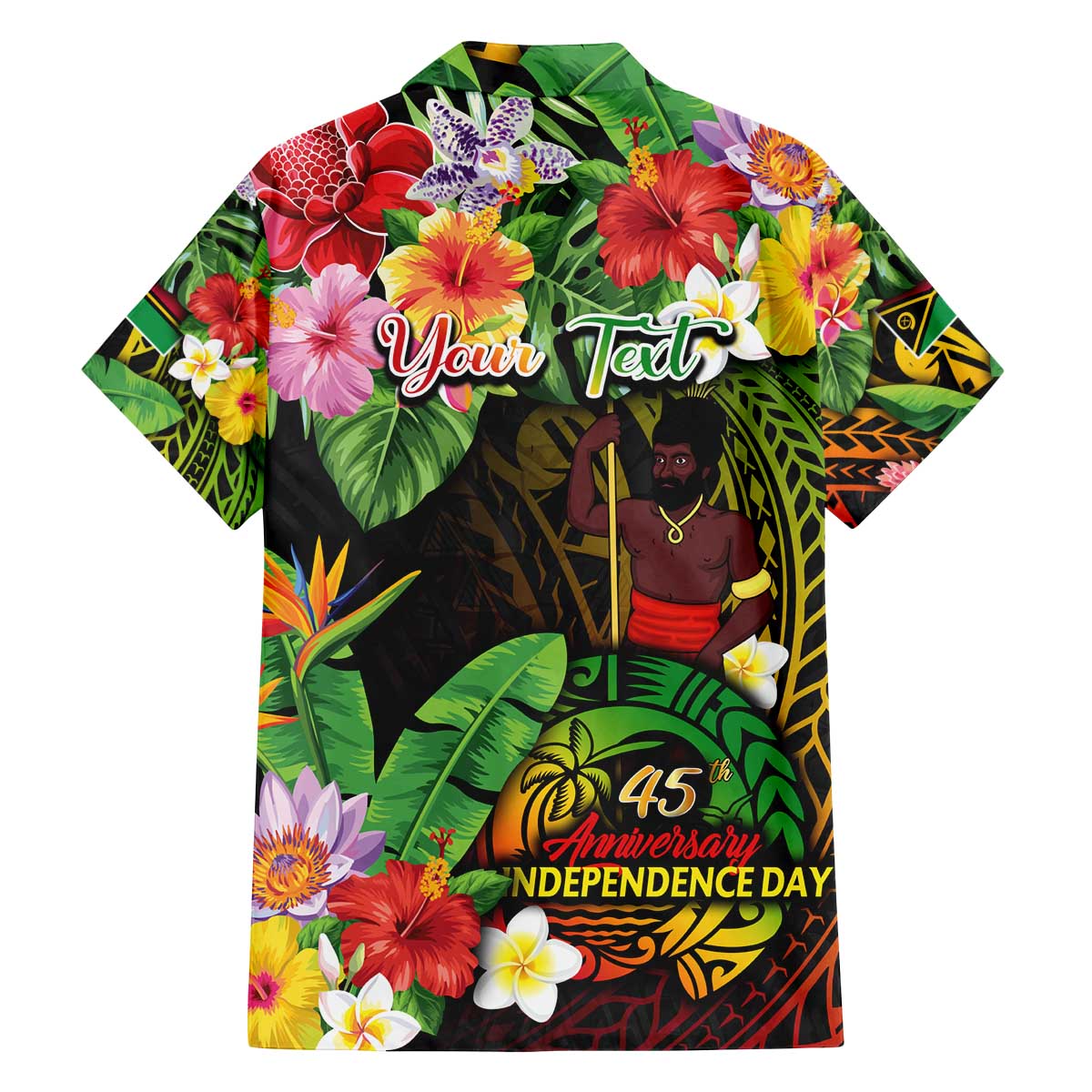 45th Anniversary of Freedom Vanuatu Family Matching Off The Shoulder Long Sleeve Dress and Hawaiian Shirt Island Pride Cultural Power Pacific Unity