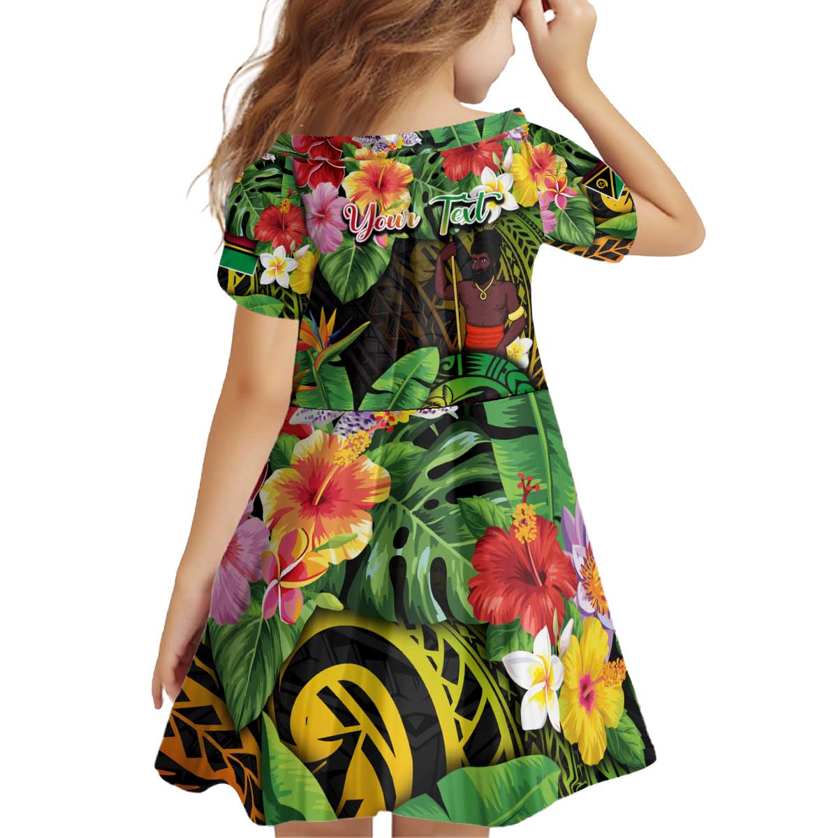 45th Anniversary of Freedom Vanuatu Kid Short Sleeve Dress Island Pride Cultural Power Pacific Unity