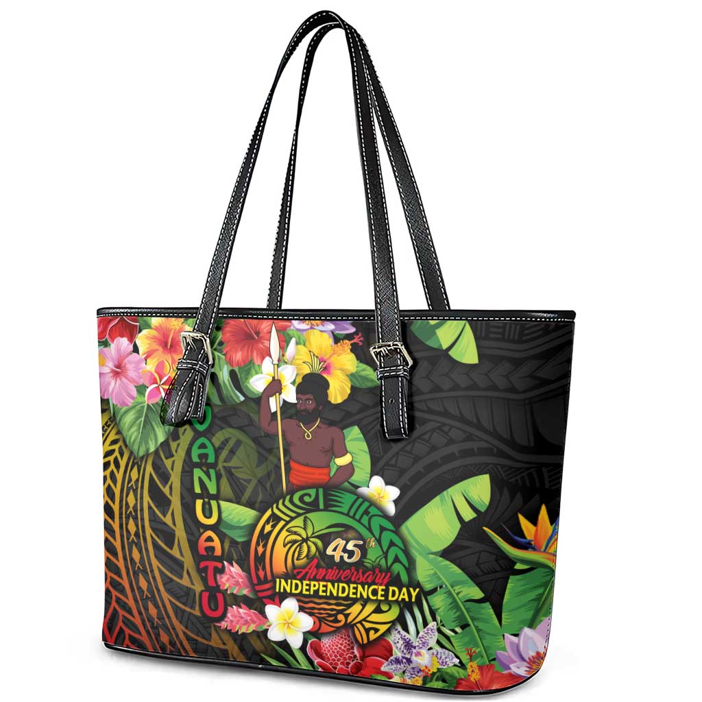 45th Anniversary of Freedom Vanuatu Leather Tote Bag Island Pride Cultural Power Pacific Unity