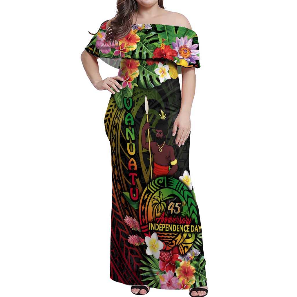 45th Anniversary of Freedom Vanuatu Off Shoulder Maxi Dress Island Pride Cultural Power Pacific Unity
