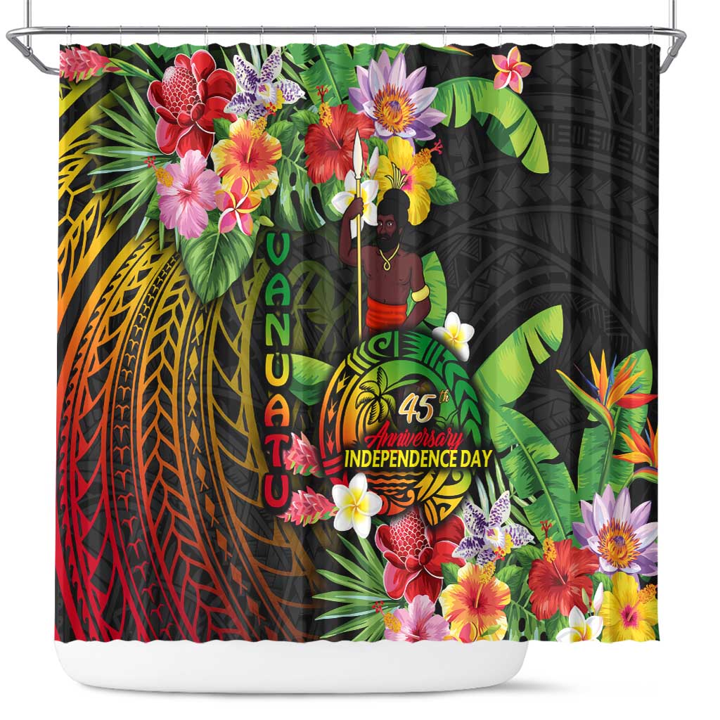 45th Anniversary of Freedom Vanuatu Shower Curtain Island Pride Cultural Power Pacific Unity
