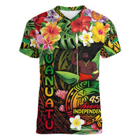 45th Anniversary of Freedom Vanuatu Women V-Neck T-Shirt Island Pride Cultural Power Pacific Unity