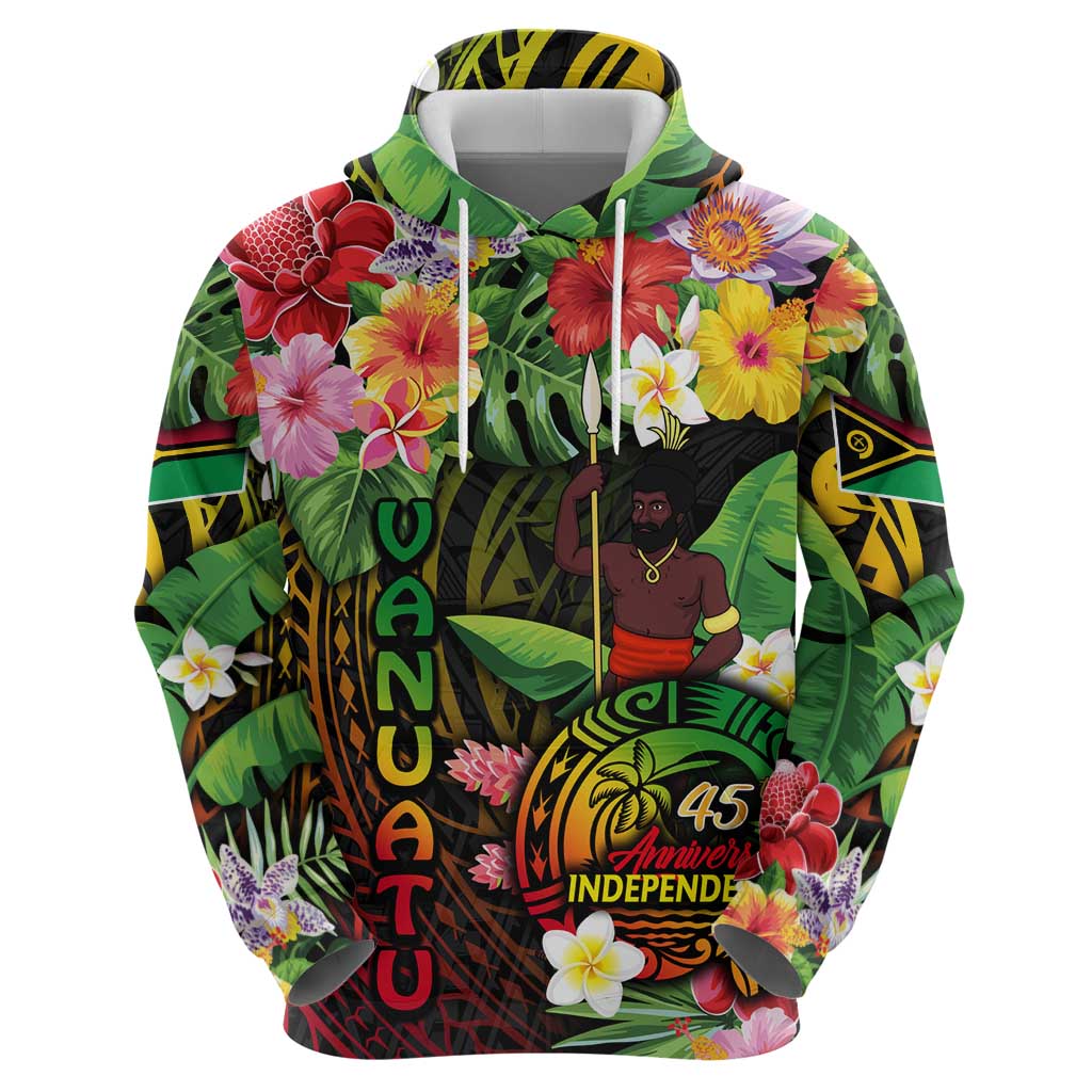 45th Anniversary of Freedom Vanuatu Zip Hoodie Island Pride Cultural Power Pacific Unity