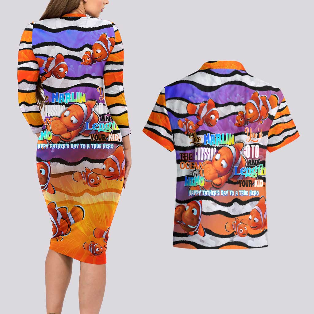 The Ocean Best Dad Couples Matching Long Sleeve Bodycon Dress and Hawaiian Shirt Like Marlin Happy Fathers Day To a True Hero - Polynesian Pride