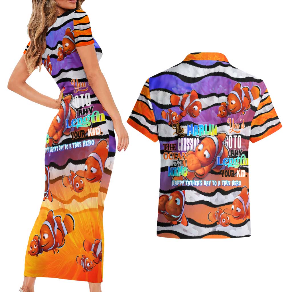 The Ocean Best Dad Couples Matching Short Sleeve Bodycon Dress and Hawaiian Shirt Like Marlin Happy Fathers Day To a True Hero - Polynesian Pride