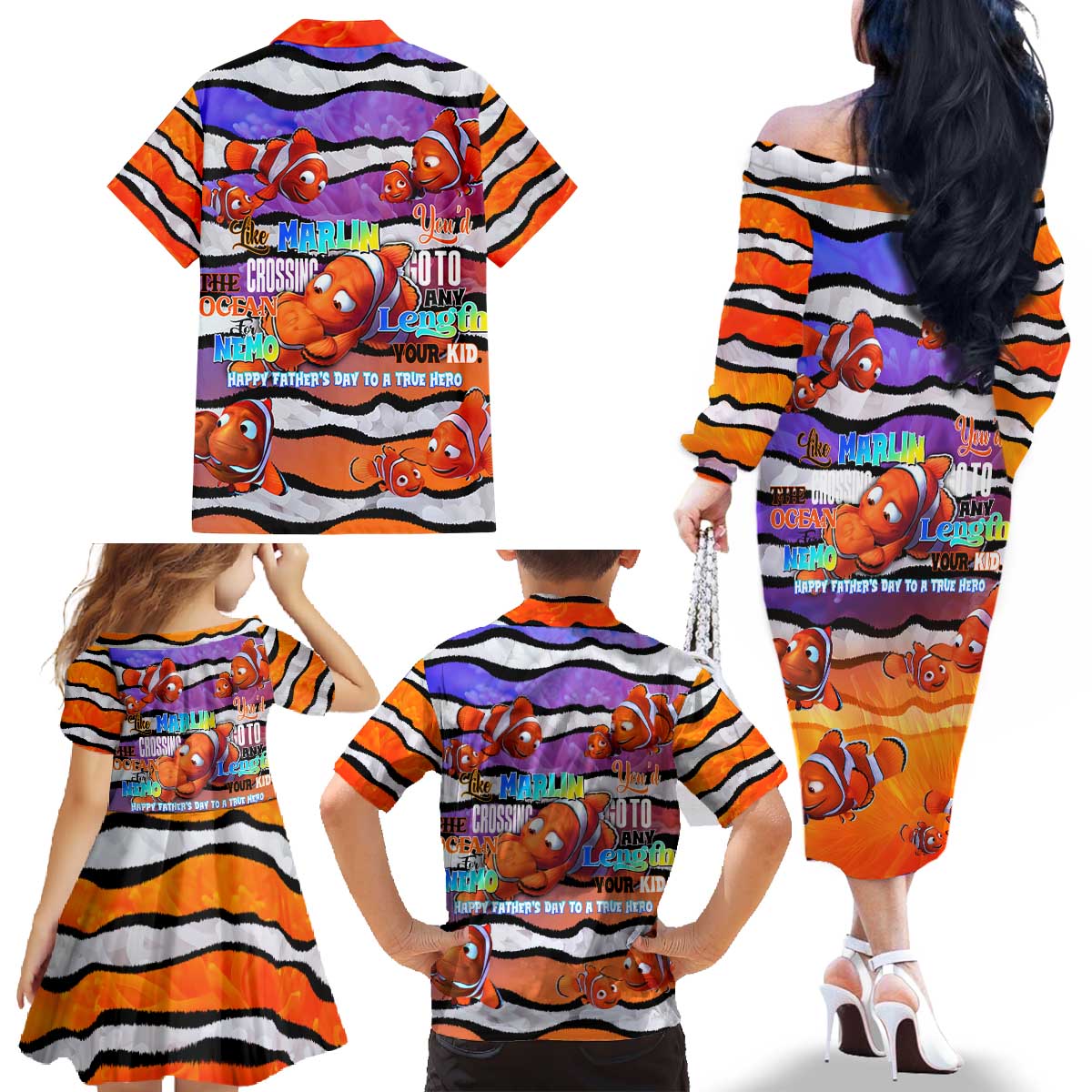 The Ocean Best Dad Family Matching Off The Shoulder Long Sleeve Dress and Hawaiian Shirt Like Marlin Happy Fathers Day To a True Hero - Polynesian Pride