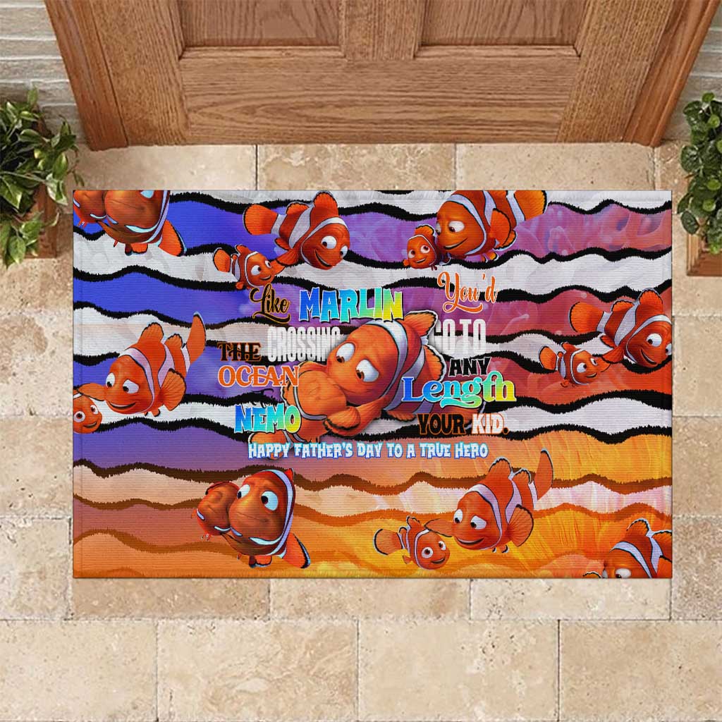 The Ocean Best Dad Rubber Doormat Like Marlin Happy Fathers Day To a True Hero DT02 Art - Polynesian Pride
