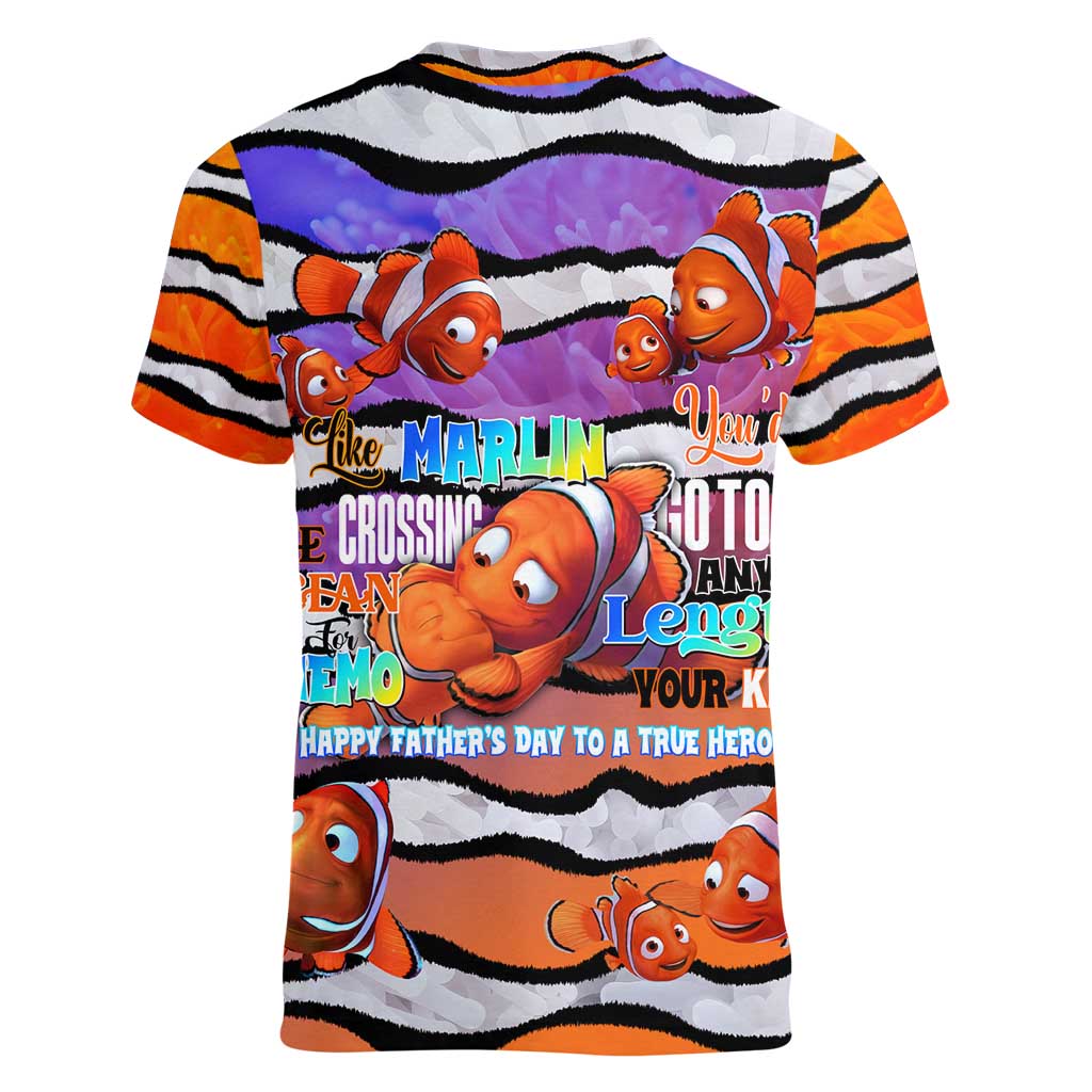 The Ocean Best Dad Women V-Neck T-Shirt Like Marlin Happy Fathers Day To a True Hero - Polynesian Pride