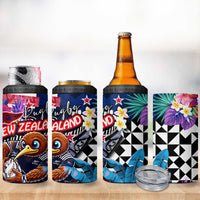 Kiwi New Zealand Rugby 4 in 1 Can Cooler Tumbler Kiwis Mascot Tropical Pattern