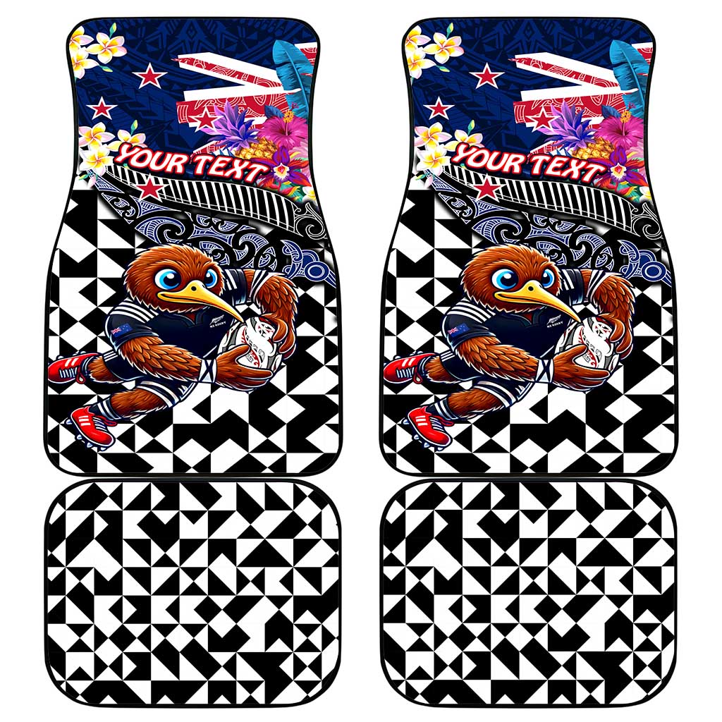 Kiwi New Zealand Rugby Car Mats Kiwis Mascot Tropical Pattern