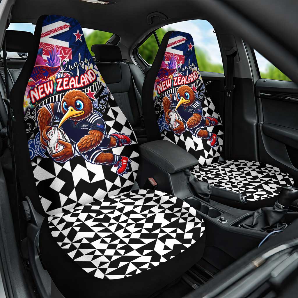 Kiwi New Zealand Rugby Car Seat Cover Kiwis Mascot Tropical Pattern