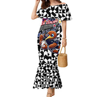 Personalized Kiwi New Zealand Rugby Family Matching Mermaid Dress and Hawaiian Shirt Kiwis Mascot Tropical Pattern