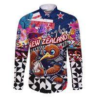 Personalized Kiwi New Zealand Rugby Family Matching Off Shoulder Maxi Dress and Hawaiian Shirt Kiwis Mascot Tropical Pattern