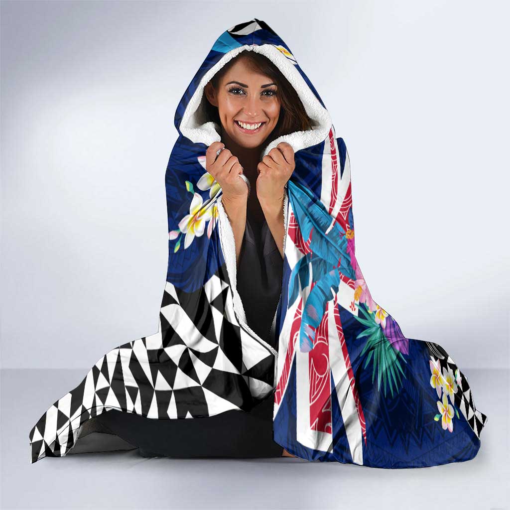 Kiwi New Zealand Rugby Hooded Blanket Kiwis Mascot Tropical Pattern