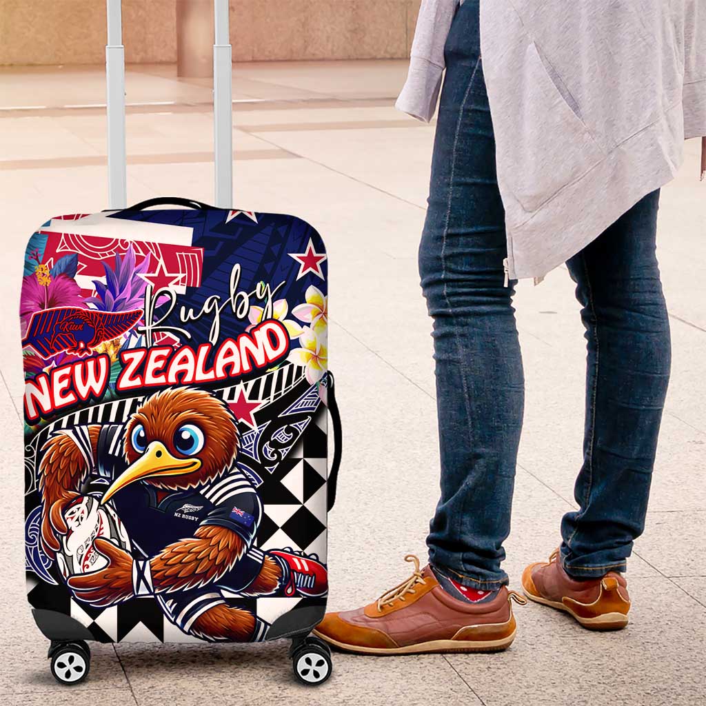 Kiwi New Zealand Rugby Luggage Cover Kiwis Mascot Tropical Pattern