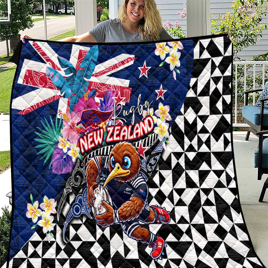 Kiwi New Zealand Rugby Quilt Kiwis Mascot Tropical Pattern